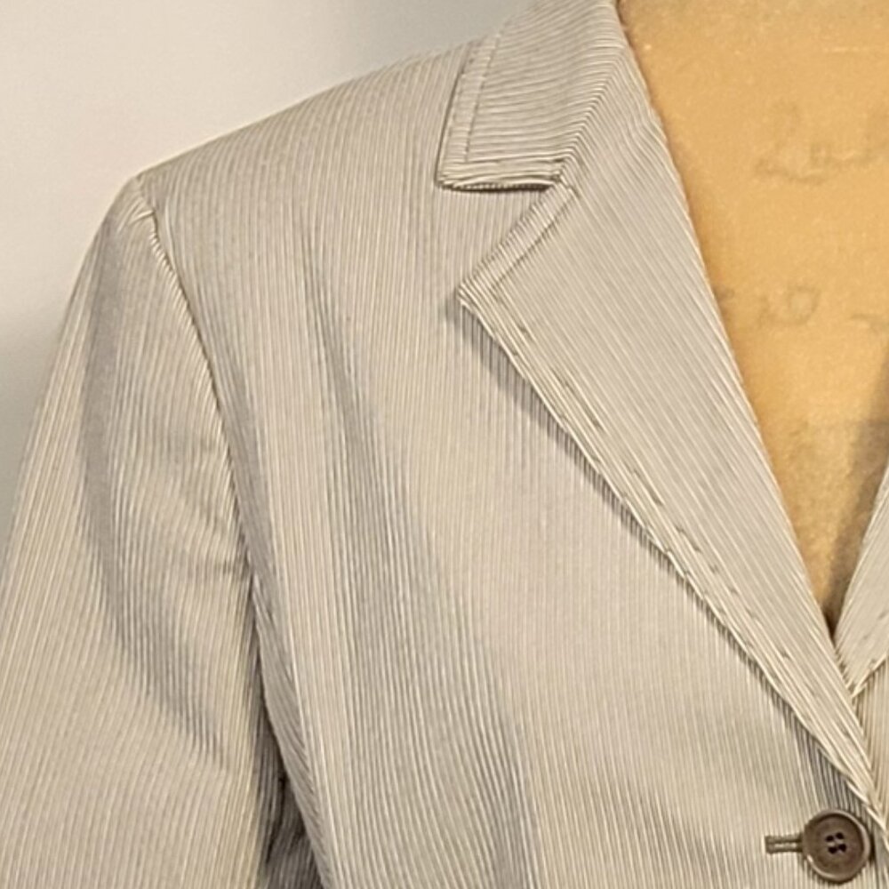 NWOT Anne Klein Corduroy Power Blazer Cuffed Sleeve Brown Tan Size 8 - Picture 12 of 13
